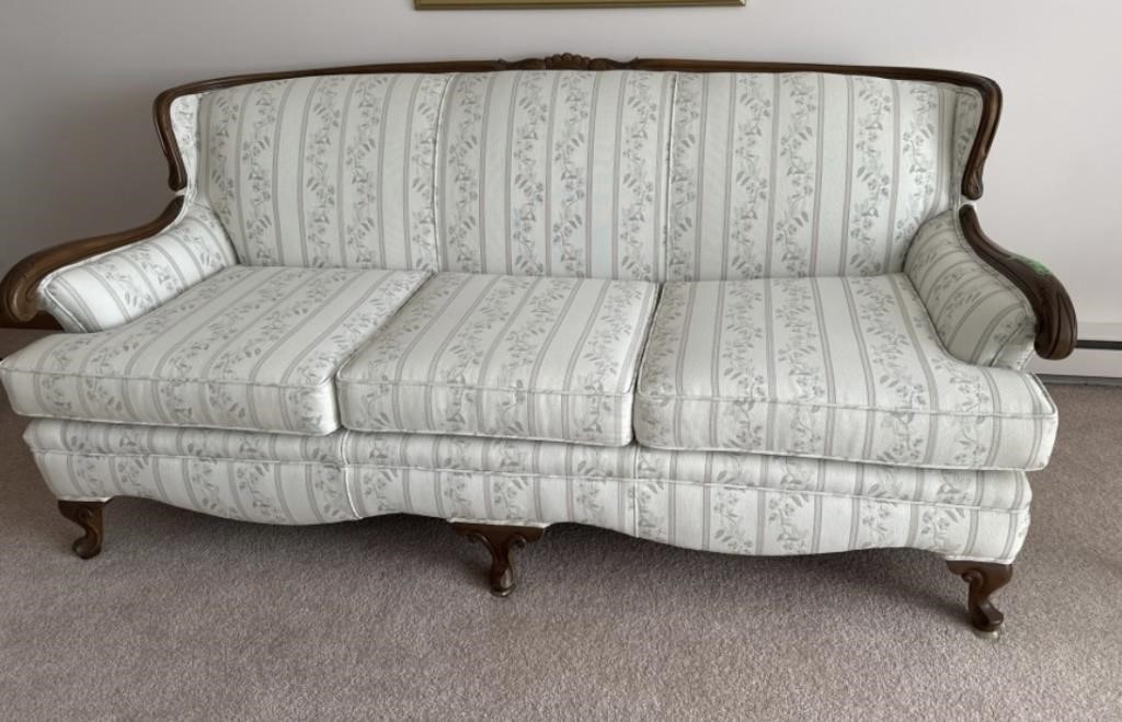 Wood and upholstered couch excellent condition