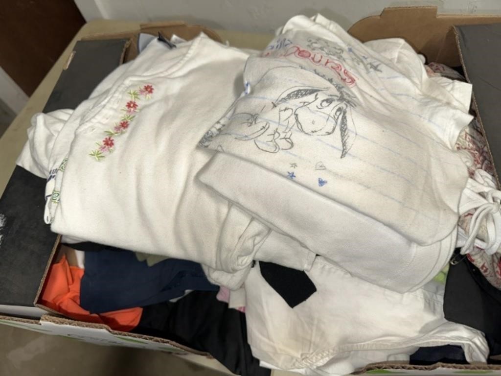 BOX LOT OF CLOTHES VARIETY OF SIZES