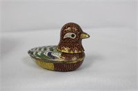 A Chinese Cloisonne Duck Form Trinket Box