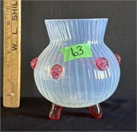 Glass vase with Cranberry legs and glass dots