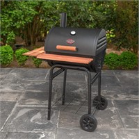 Wrangler Charcoal Grill in Black with Wood Shelves