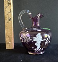 Mary Gregory glass pitcher (has small chip)