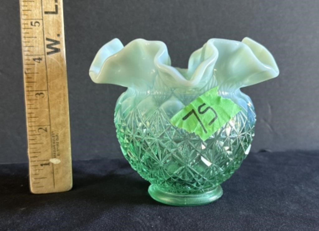 Fenton glass vase-(stamped Fenton on bottom)
