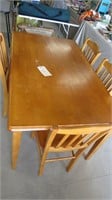 WOOD TABLE AND 4 CHAIRS