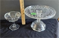 Cake plate and dish on pedestal