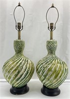 2pc Mid Century Style Pottery Lamps, AS IS