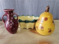 Decor Lot Vintage Pottery Planter, USA Vase, Pear