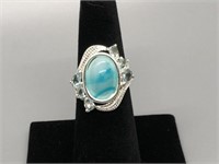 Faux Blue Chalcedone Stone Ring