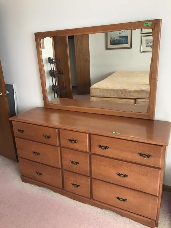 Wood dresser with mirror