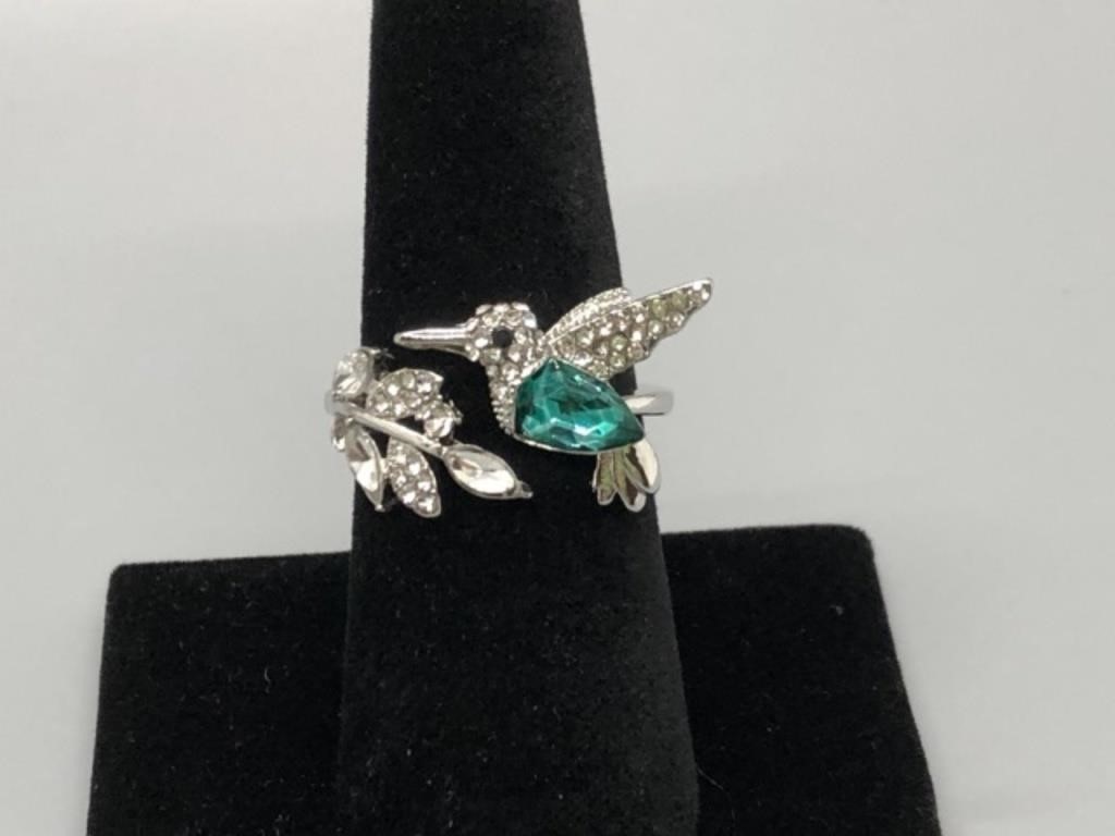Hummingbird Diamond and Emerald Ring