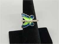 Inlaid Butterfly and Diamond Ring