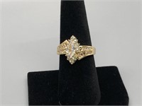 Beautiful Gold and Diamond Marquee Ring