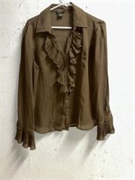 BROWN MILANO SHEER SHIRT LARGE