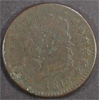 1812 CLASSIC HEAD LARGE CENT VG-F