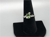 Green Quartz and Diamond Ring