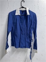 BLUE AND WHITE ANN TAYLOR SHIRT SIZE 12