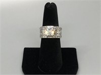 Boho/Western Style Wide Band Solitaire Ring