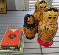 GROUP RUSSIAN NESTING DOLLS, POST CARDS,