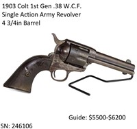 1903 Colt 1st Gen SAA .38 WCF Revolver