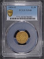 1854-O $2.5 GOLD LIBERTY PCGS XF40