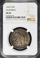 1925-S CALIFORNIA COMMEM HALF NGC MS-64