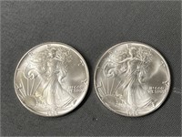 (2) 1986 American Eagle Silver Dollars