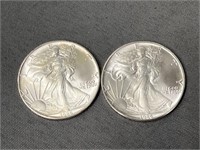 (2) 1986 American Eagle Silver Dollars