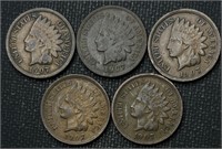 (5) 1907 Indian Head Cents