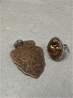 Sterling Silver Ring & Arrowhead Pendant