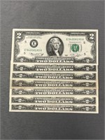 (7) 1976 - 2003 $2 Bills