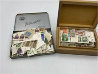 WORLD WIDE STAMPS IN OLD BOX AND TIN