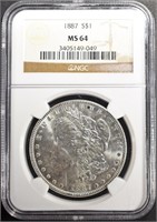 1887 MORGAN DOLLAR NGC MS64