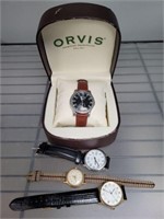 GROUP OF WATCHES: ORVIS IN CASE, TIMEX, PULSAR