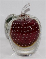 Art Glass Apple Paperweight - 4' H