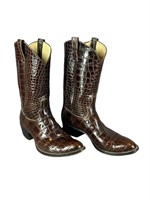 A Pair Of Custom Reptile Leather Boots Approx Sz