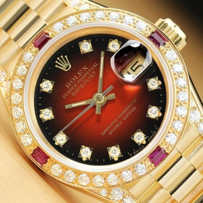 Rolex Ladies President  Ruby Diamond Watch