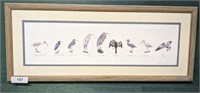 FRAMED SHORE BIRDS PRINT, SIGNED