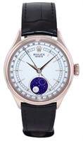 Rolex Cellini Moonphase 39 MM Leather Watch