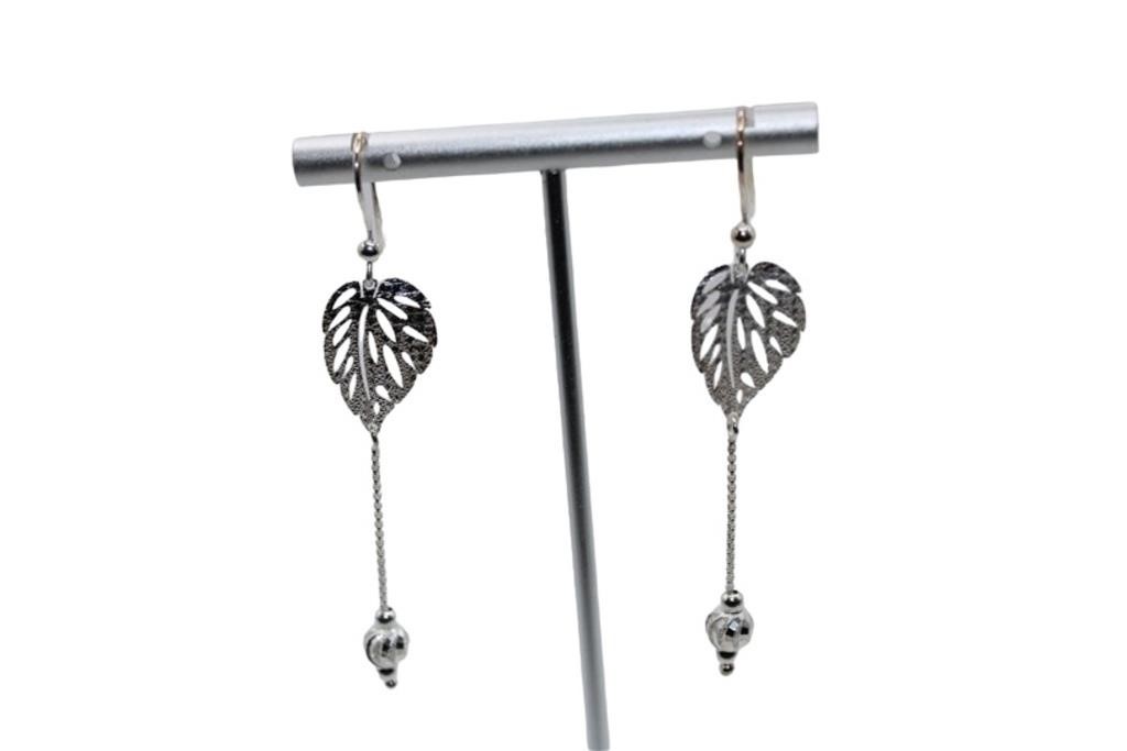 925 Sterling Silver Leaf Earrings