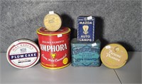 TIN LOT TOBACCO MAZDA LAMP BULB TIN