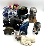 Assorted Elephant Figurines and Decor