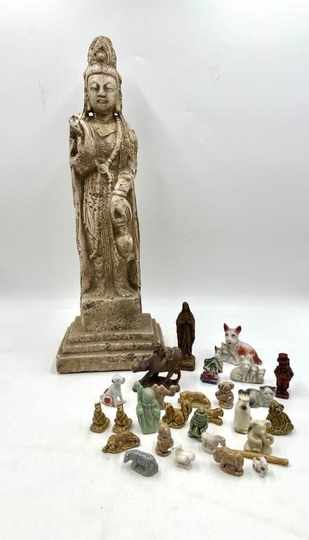 Little Figurines and A large Guanyin Sculpture