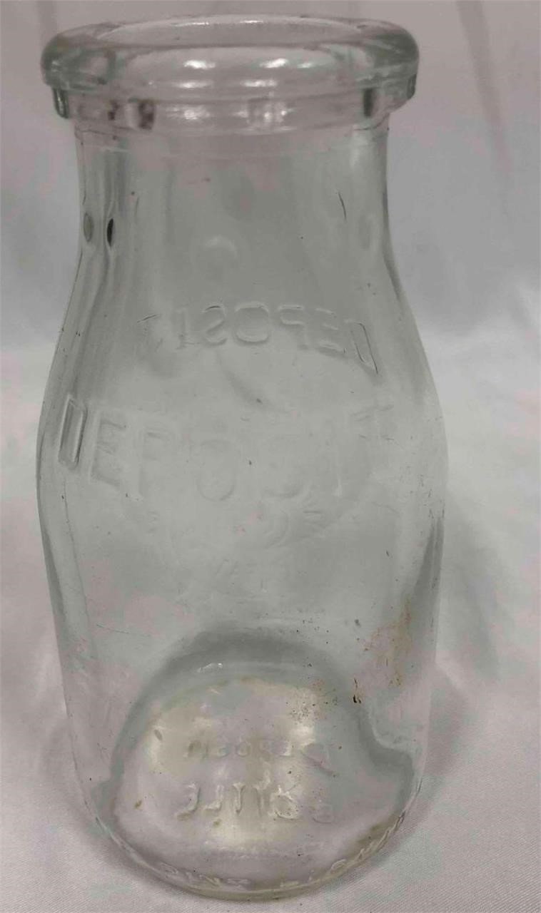 Vintage 3 Cent Milk Bottle Detroit Michigan Half P