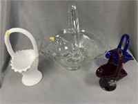 (4) Art Glass Baskets