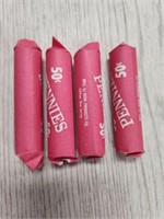 4 ROLLS OF UNSORTED LINCOLN PENNIES