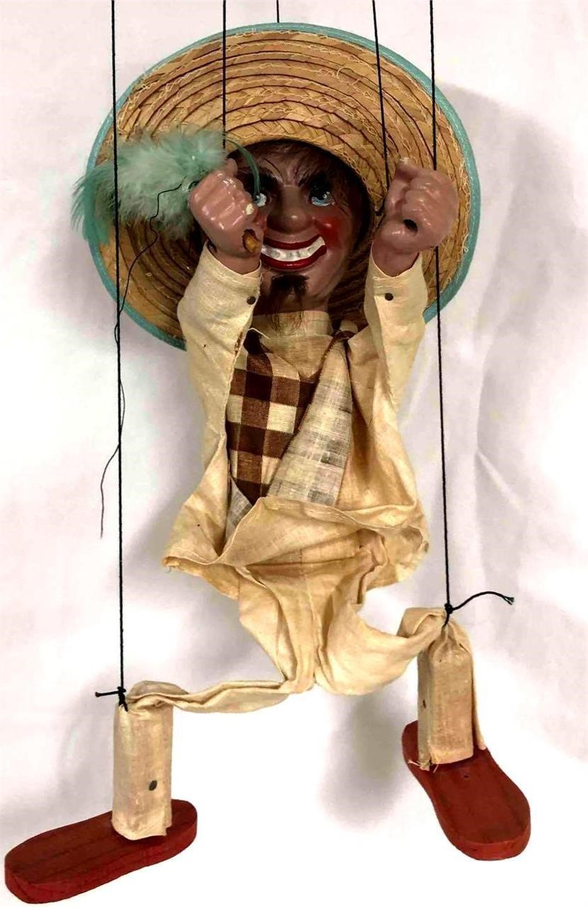 Vintage Mexican Man With Sombrero Marionette