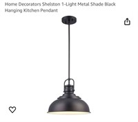 1-Light Metal Shade Black Hanging Kitchen Pendant