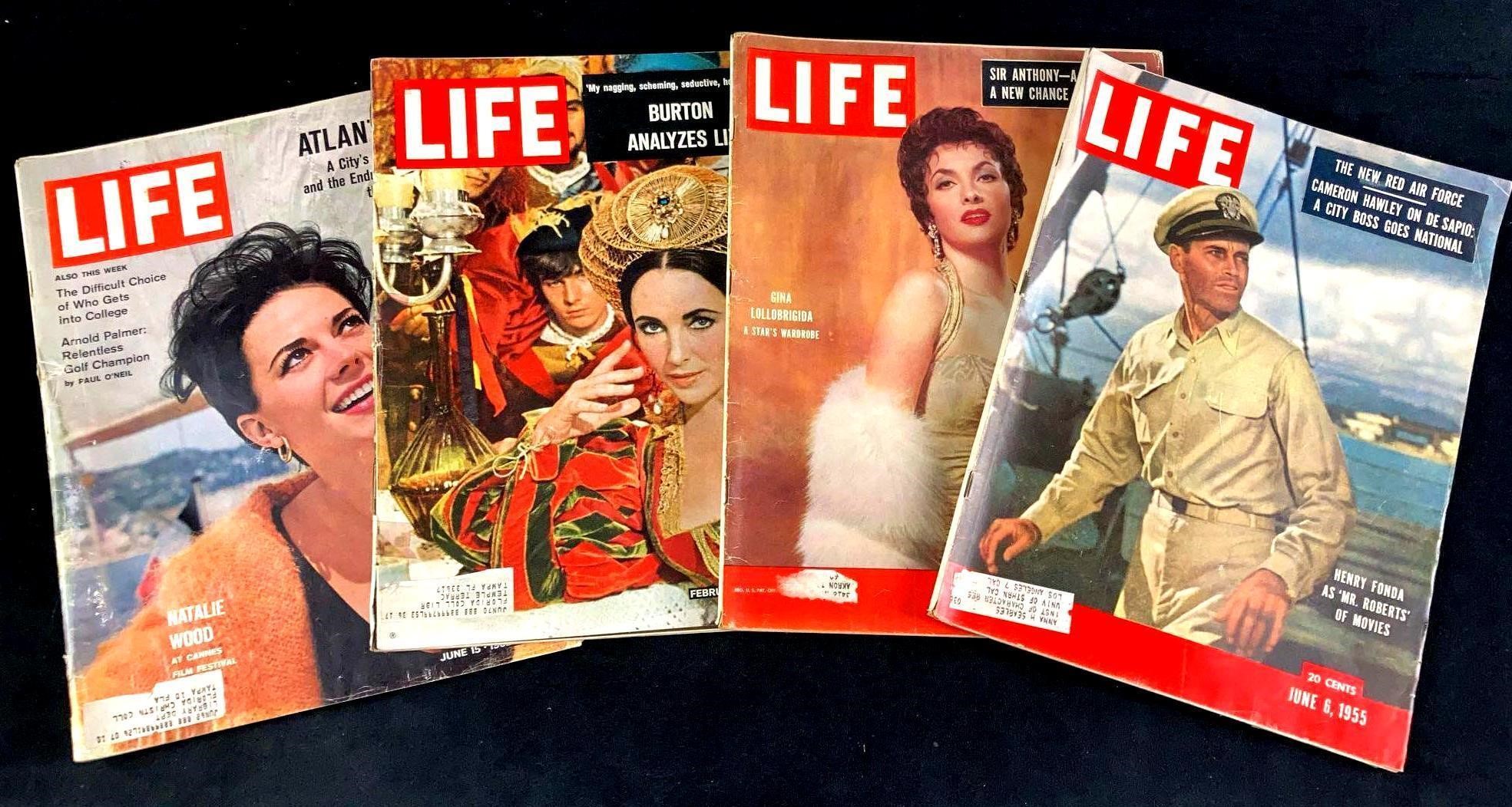 Set of (4) Life Magazines Celebrities 1950's