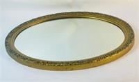 Two Gold Tone Oval Floral Mirrors