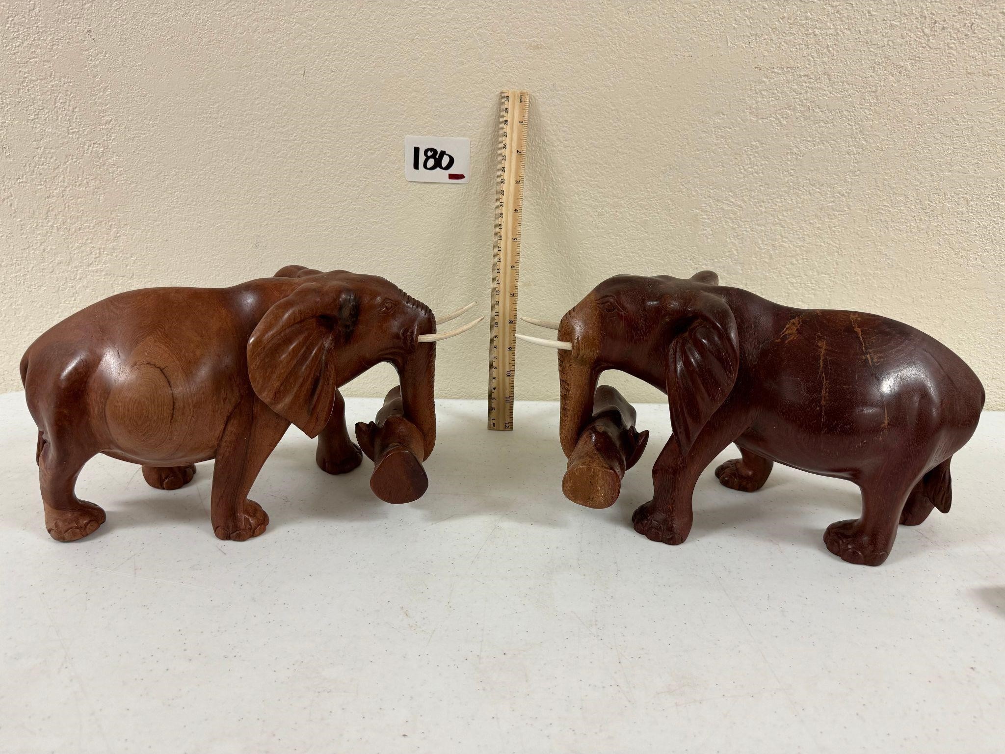 Pair of Wood Elephants 12" L x 7.5"H